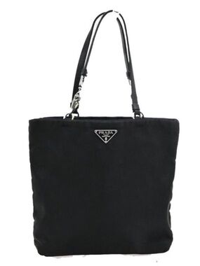 PRADA⭐️Vintage Black Nylon Tote with Leather Handles with silver! Offers welcome